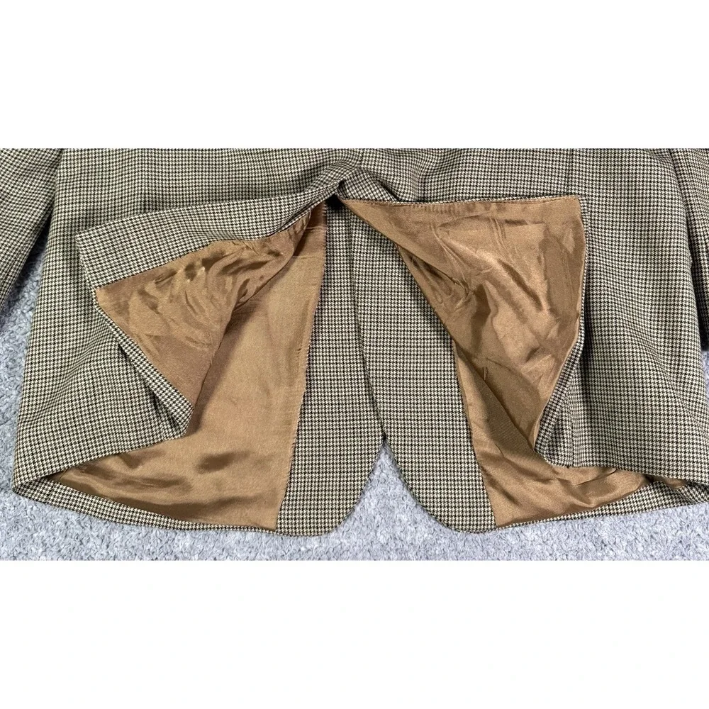 Lauren Ralph Lauren Mens Brown Houndstooth 100% Wool Sport Coat Blazer Size 44S
